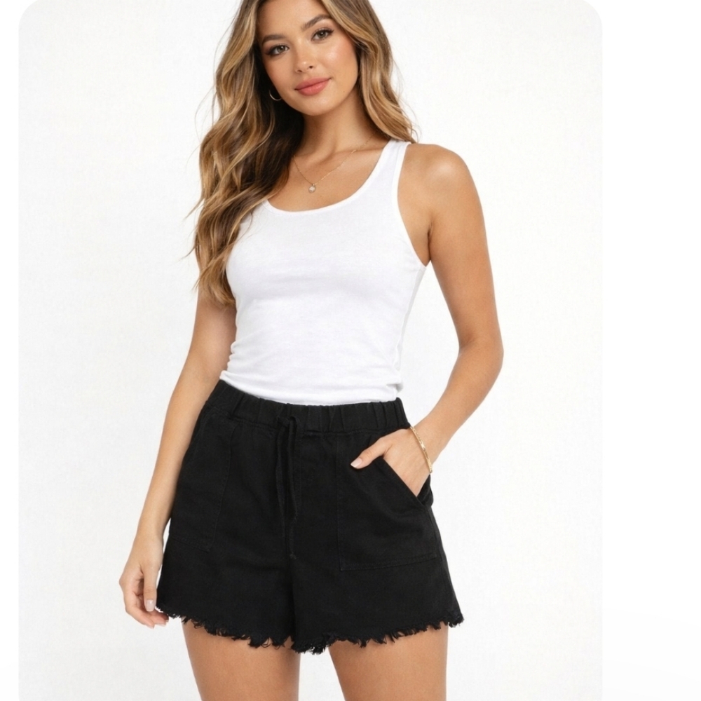 Seed Heritage Black Short Shorts Raw Hem Size 10